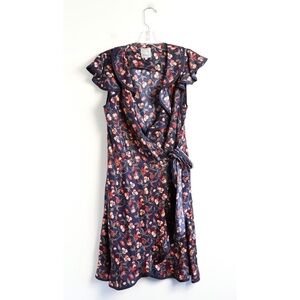 Hi There Karen Walker Anthropologie Cherry wrap dress navy 6 fruit print berry M